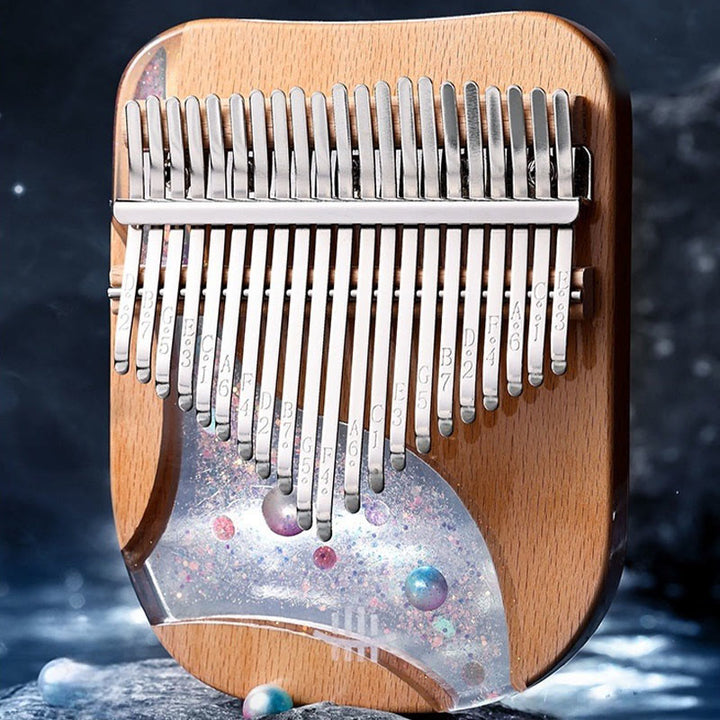 Buddha Stones Kalimba 17/21 tasti pianoforte a pollice in legno di faggio Planet Universe pianoforte portatile per dita