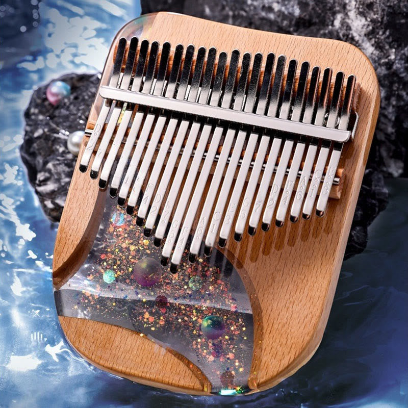 Buddha Stones Kalimba 17/21 tasti pianoforte a pollice in legno di faggio Planet Universe pianoforte portatile per dita