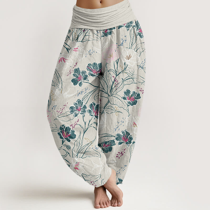 Pantaloni harem da donna con elastico in vita, motivo a Buddha Stones , casual - Fumo bianco - US22, UK/AU26, EU54 (6XL) - image 5
