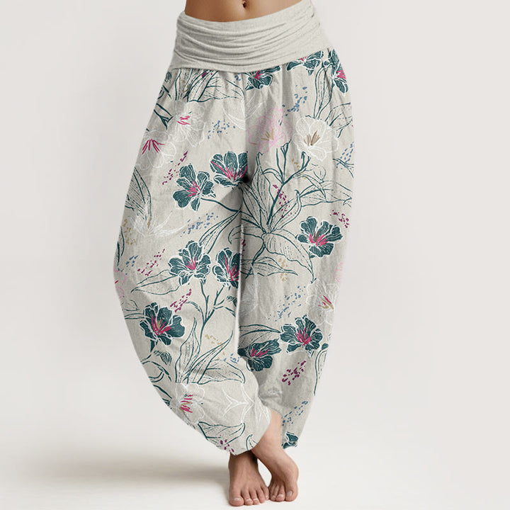 Pantaloni harem da donna con elastico in vita, motivo a Buddha Stones , casual - Fumo bianco - US22, UK/AU26, EU54 (6XL) - image 5