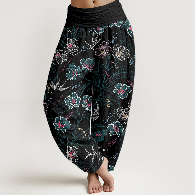 Pantaloni harem da donna con elastico in vita, motivo a Buddha Stones , casual - Nero - US22, UK/AU26, EU54 (6XL) - image 8
