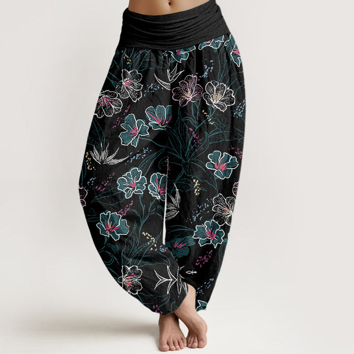 Pantaloni harem da donna con elastico in vita, motivo a Buddha Stones , casual - Nero - US22, UK/AU26, EU54 (6XL) - image 8