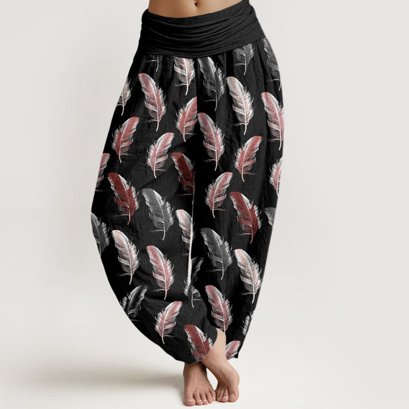 Pantaloni harem da donna con elastico in vita, motivo a Buddha Stones , casual - Nero - US22, UK/AU26, EU54 (6XL) - image 5