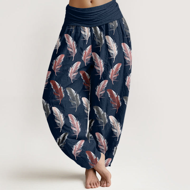 Pantaloni harem da donna con elastico in vita, motivo a Buddha Stones , casual - Blu notte - US22, UK/AU26, EU54 (6XL) - image 8