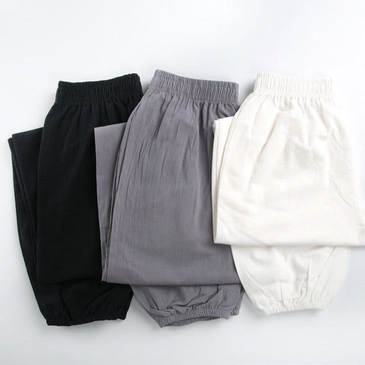 Pantaloni da pratica Tai Chi Qigong unisex con elastico in vita, tinta unita, estivi, con tasche , Buddha Stones - image 14