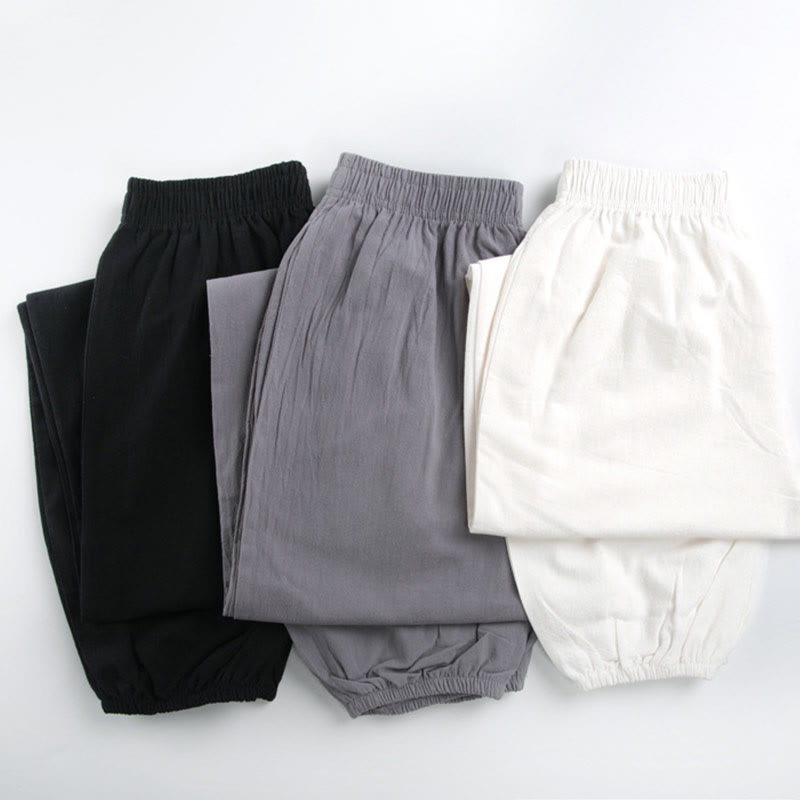 Pantaloni da pratica Tai Chi Qigong unisex con elastico in vita, tinta unita, estivi, con tasche , Buddha Stones - image 14