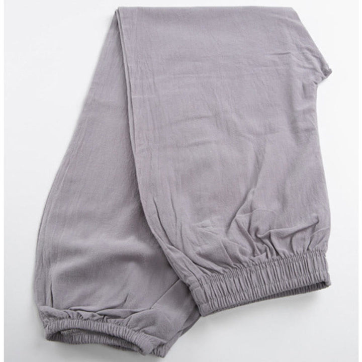 Pantaloni da pratica Tai Chi Qigong unisex con elastico in vita, tinta unita, estivi, con tasche , Buddha Stones - image 2