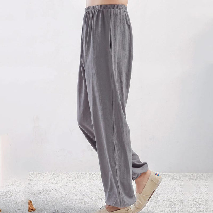 Pantaloni da pratica Tai Chi Qigong unisex con elastico in vita, tinta unita, estivi, con tasche , Buddha Stones - Femmina grigia - 3XL- ADATTO PER USA/UK/AU/UE - 2XL - image 1