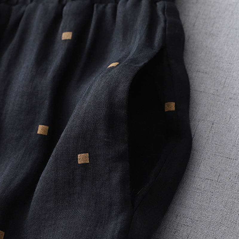 Pantaloni a gamba larga da donna in lino e cotone con tasche, modello Buddha Stones, casual, estivi, a pois - image 11