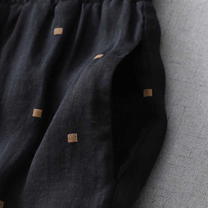 Pantaloni a gamba larga da donna in lino e cotone con tasche, modello Buddha Stones, casual, estivi, a pois - image 11