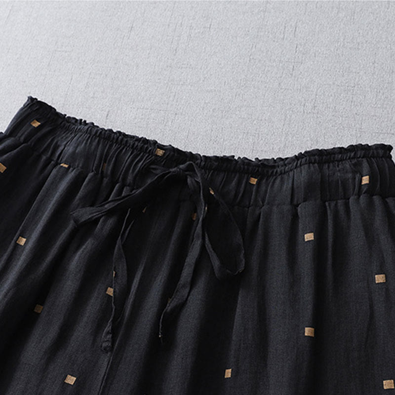 Pantaloni a gamba larga da donna in lino e cotone con tasche, modello Buddha Stones, casual, estivi, a pois - image 10