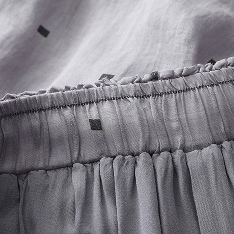 Pantaloni a gamba larga da donna in lino e cotone con tasche, modello Buddha Stones, casual, estivi, a pois - image 5