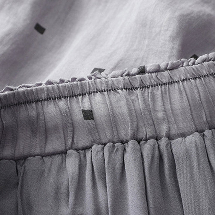 Pantaloni a gamba larga da donna in lino e cotone con tasche, modello Buddha Stones, casual, estivi, a pois - image 5