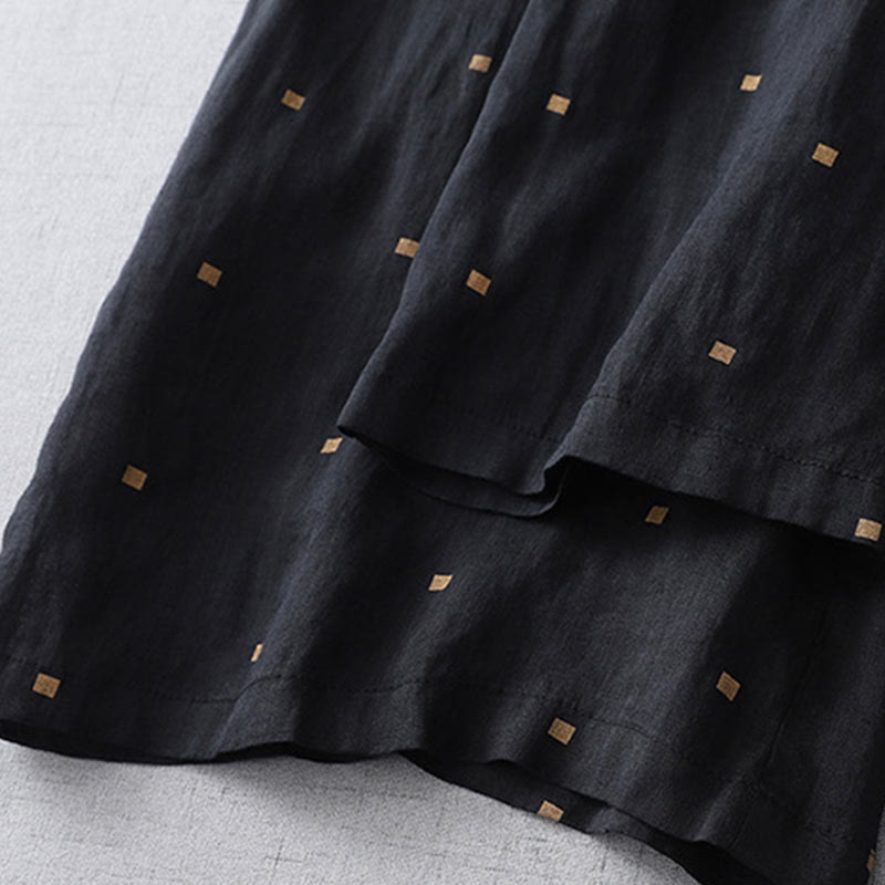 Pantaloni a gamba larga da donna in lino e cotone con tasche, modello Buddha Stones, casual, estivi, a pois - image 13