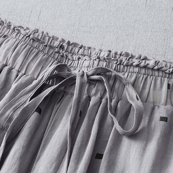 Pantaloni a gamba larga da donna in lino e cotone con tasche, modello Buddha Stones, casual, estivi, a pois - image 2