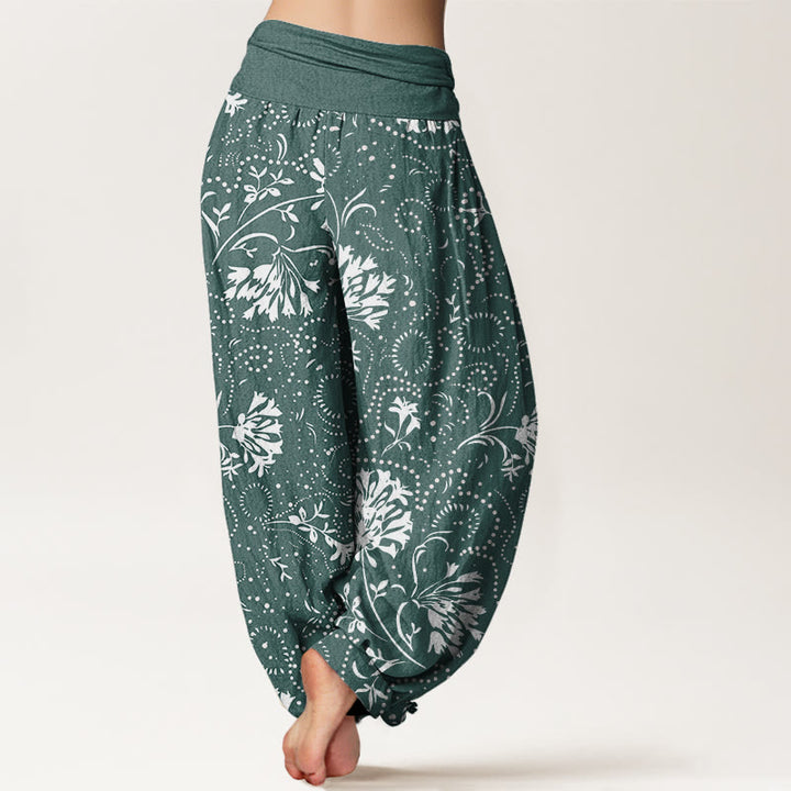 Pantaloni harem da donna con elastico in vita e motivo floreale casual Buddha Stones - image 3