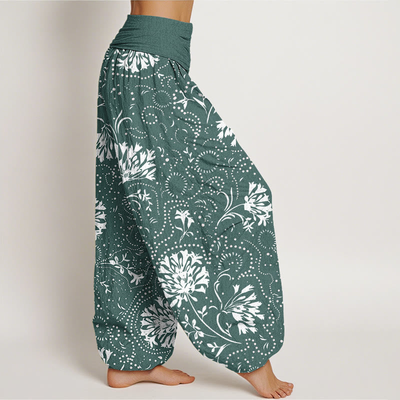 Pantaloni harem da donna con elastico in vita e motivo floreale casual Buddha Stones - image 2