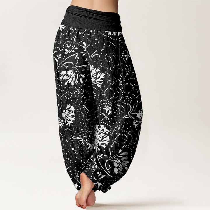 Pantaloni harem da donna con elastico in vita e motivo floreale casual Buddha Stones - image 7