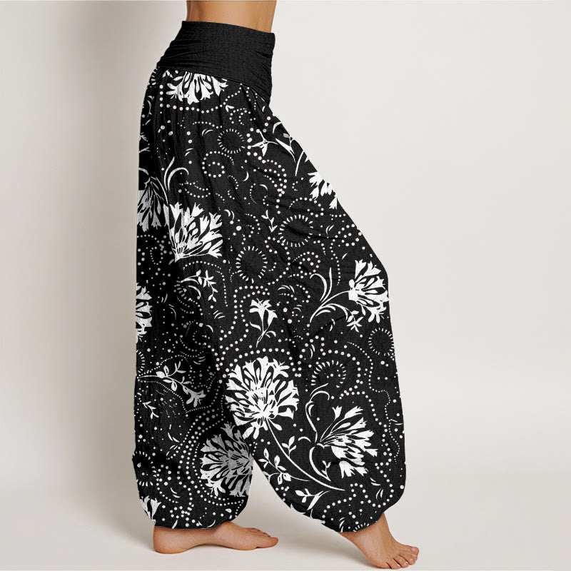 Pantaloni harem da donna con elastico in vita e motivo floreale casual Buddha Stones - image 6