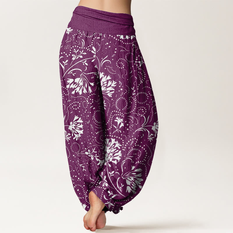 Pantaloni harem da donna con elastico in vita e motivo floreale casual Buddha Stones - image 10
