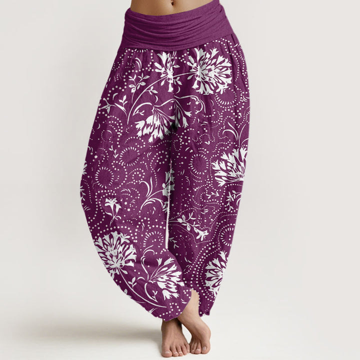 Pantaloni harem da donna con elastico in vita e motivo floreale casual Buddha Stones - Viola - US22, UK/AU26, EU54 (6XL) - image 8