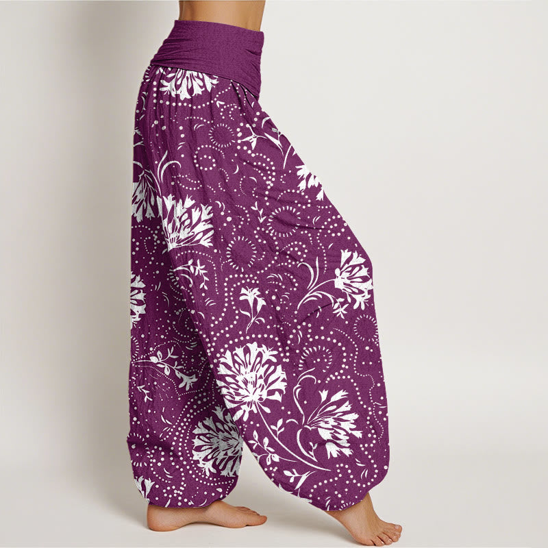Pantaloni harem da donna con elastico in vita e motivo floreale casual Buddha Stones - image 9