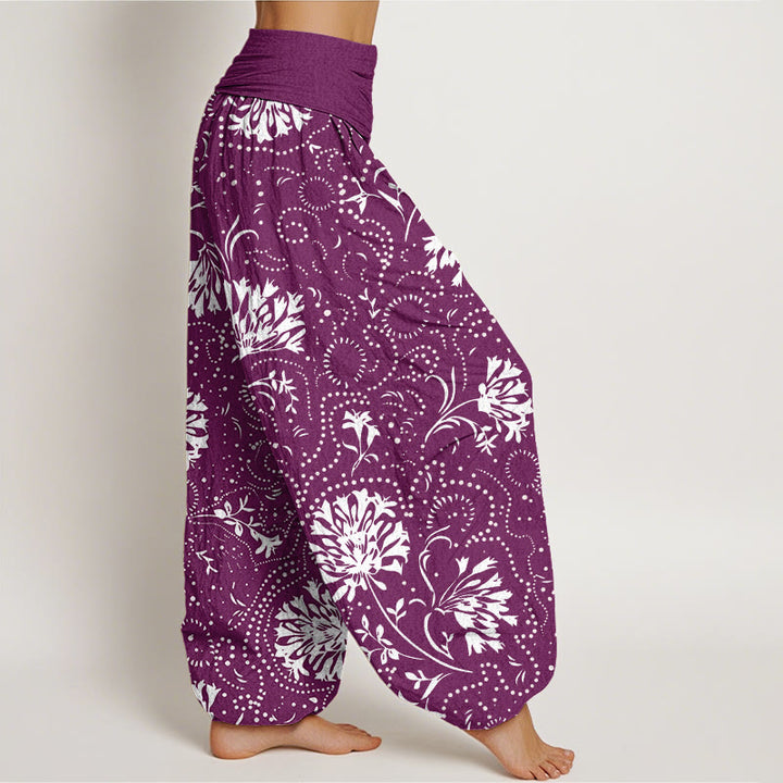 Pantaloni harem da donna con elastico in vita e motivo floreale casual Buddha Stones - image 9