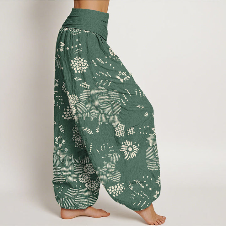 Pantaloni harem da donna con elastico in vita e motivo floreale casual Buddha Stones - image 6