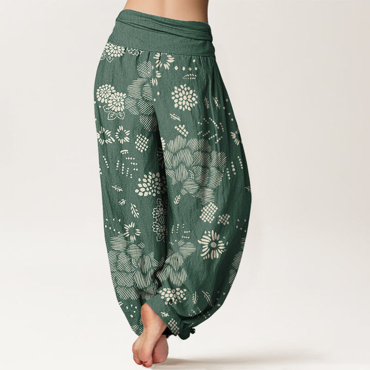 Pantaloni harem da donna con elastico in vita e motivo floreale casual Buddha Stones - image 7