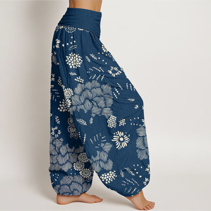 Pantaloni harem da donna con elastico in vita e motivo floreale casual Buddha Stones - image 9
