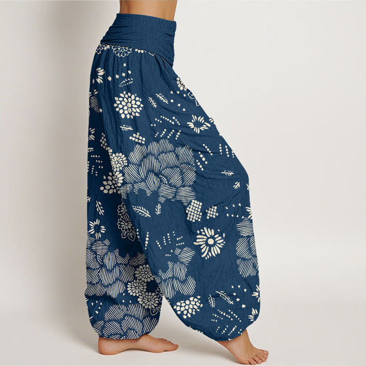 Pantaloni harem da donna con elastico in vita e motivo floreale casual Buddha Stones - image 9