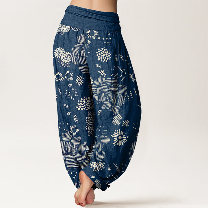 Pantaloni harem da donna con elastico in vita e motivo floreale casual Buddha Stones - image 10