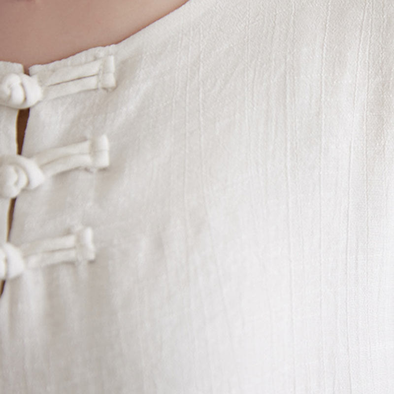 Set di 2 pezzi Buddha Stones, beige, con bottoni cinesi a forma di rana, camicia a maniche lunghe, pantaloni, meditazione, zen, Tai Chi, abbigliamento in cotone e lino, da donna - image 9