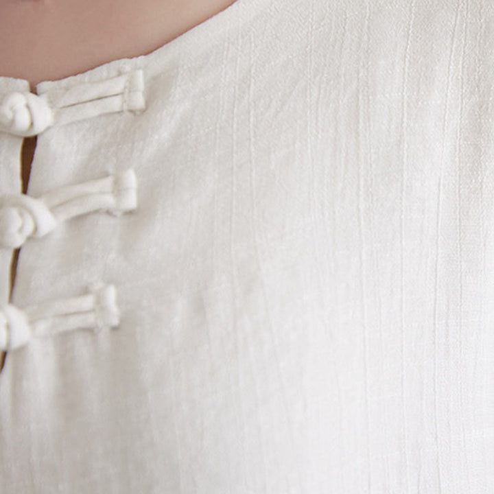 Set di 2 pezzi Buddha Stones, beige, con bottoni cinesi a forma di rana, camicia a maniche lunghe, pantaloni, meditazione, zen, Tai Chi, abbigliamento in cotone e lino, da donna - image 9