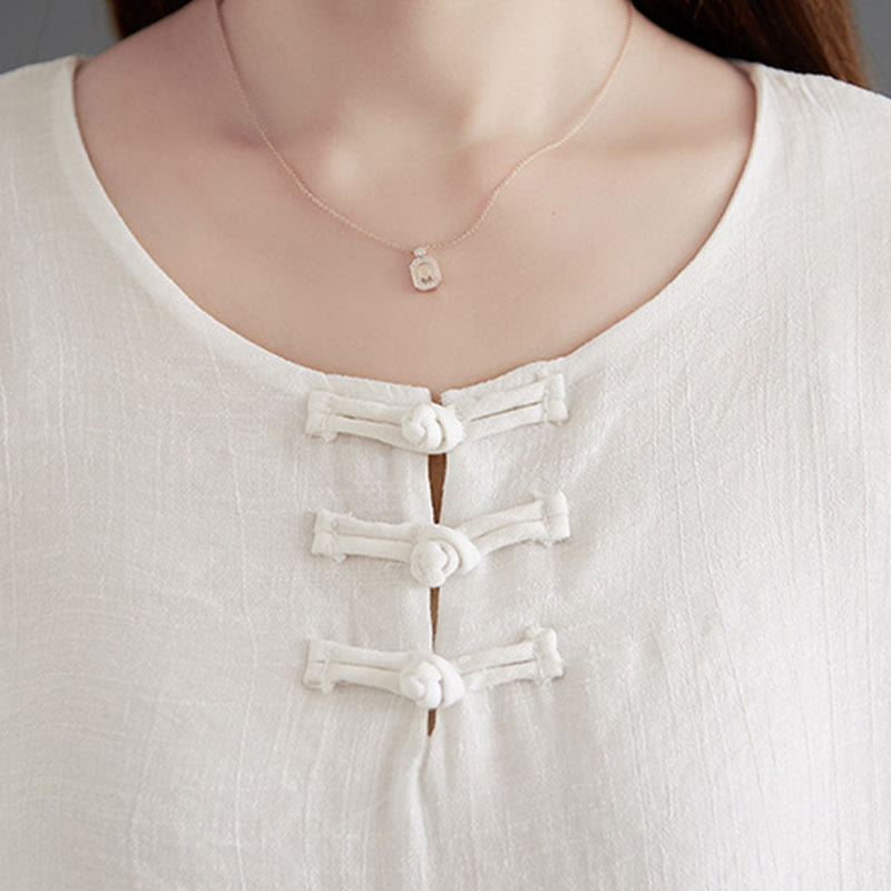 Set di 2 pezzi Buddha Stones, beige, con bottoni cinesi a forma di rana, camicia a maniche lunghe, pantaloni, meditazione, zen, Tai Chi, abbigliamento in cotone e lino, da donna