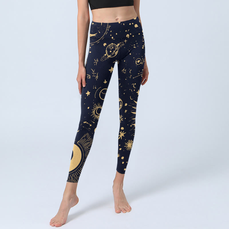 Leggings da palestra con stampa Buddha Stones Moon Star Universepattern, pantaloni da yoga da donna - image 5
