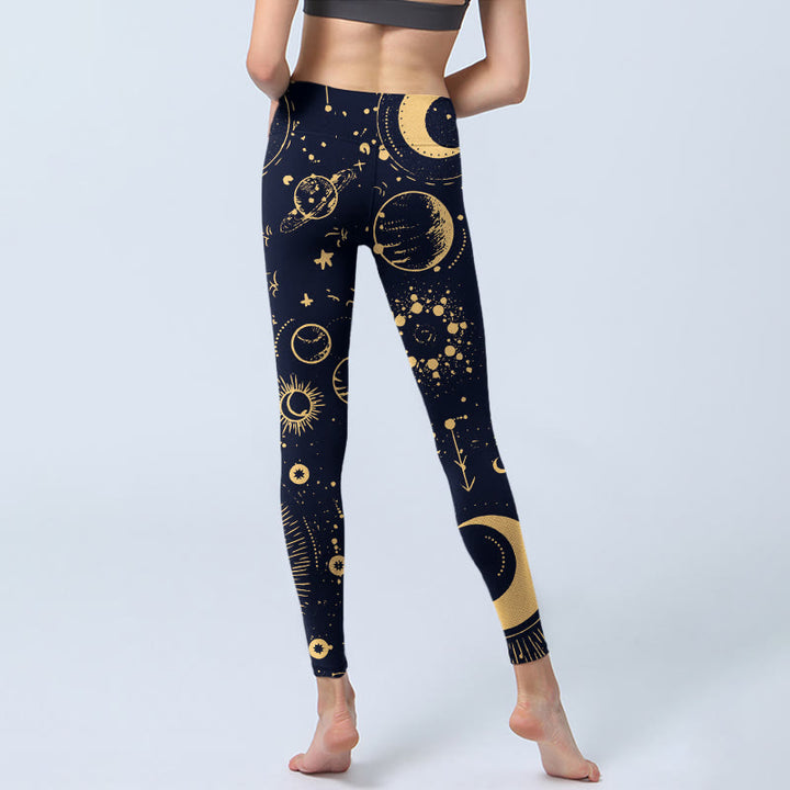 Leggings da palestra con stampa Buddha Stones Moon Star Universepattern, pantaloni da yoga da donna - image 6