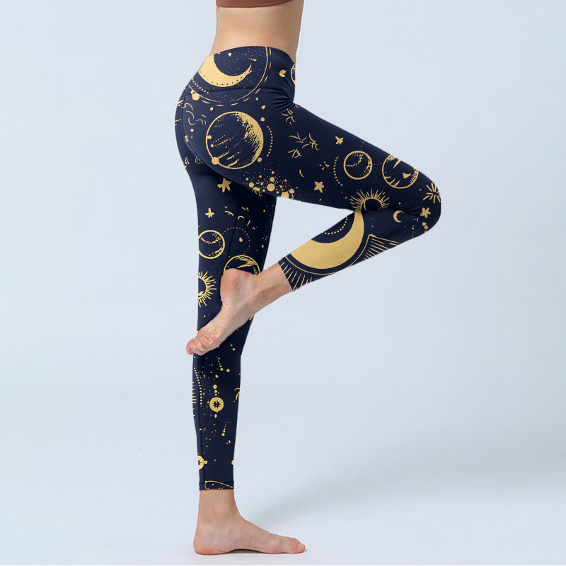 Leggings da palestra con stampa Buddha Stones Moon Star Universepattern, pantaloni da yoga da donna - image 4
