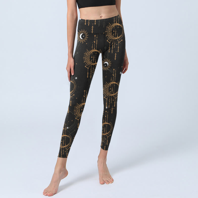 Leggings da palestra con stampa di Buddha Stones, Luna, Stella e Costellazione, pantaloni da yoga da donna - image 5
