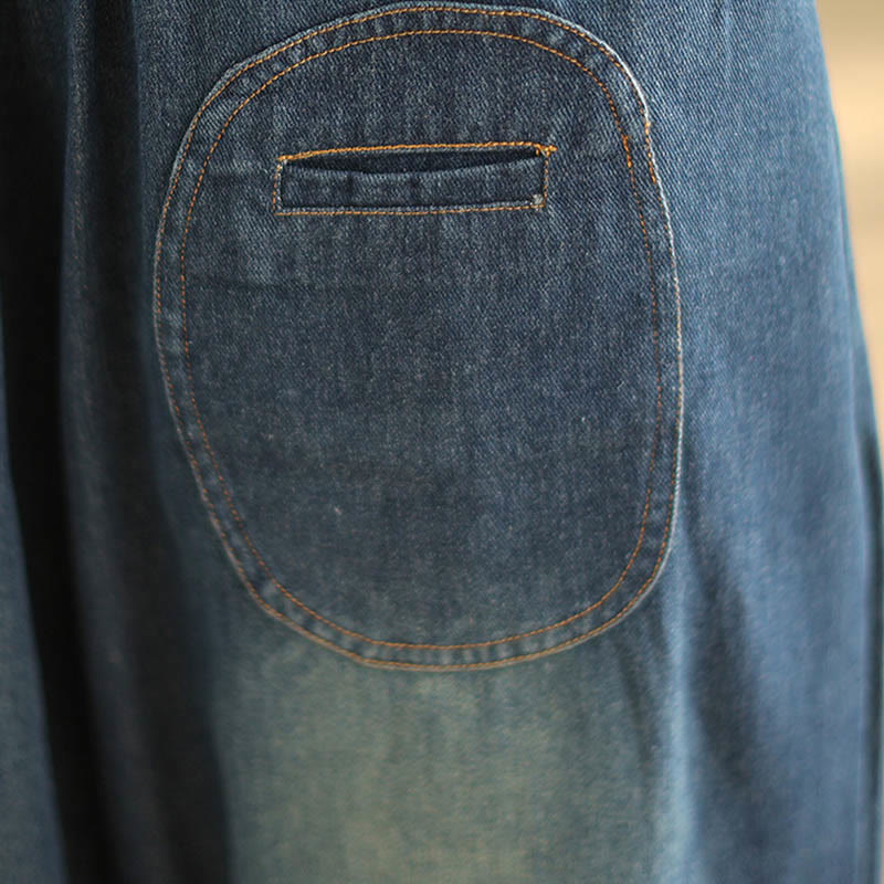 Pantaloni harem da donna in cotone con coulisse, casual, ardesia scura, tinta unita, Buddha Stones, con tasche - image 7