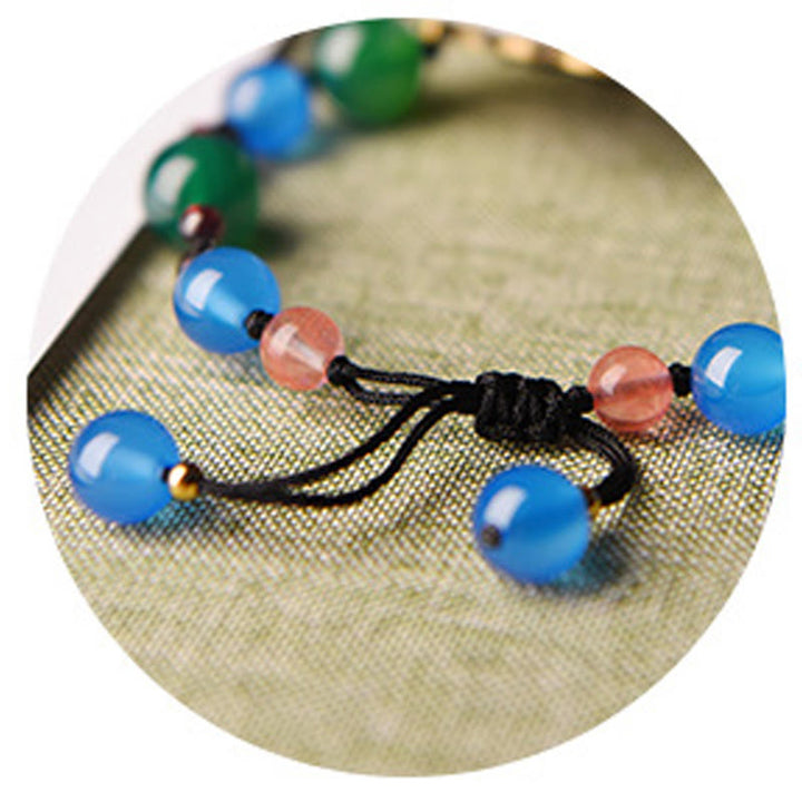 Braccialetto di supporto con fiori di agata e conchiglia Buddha Stones