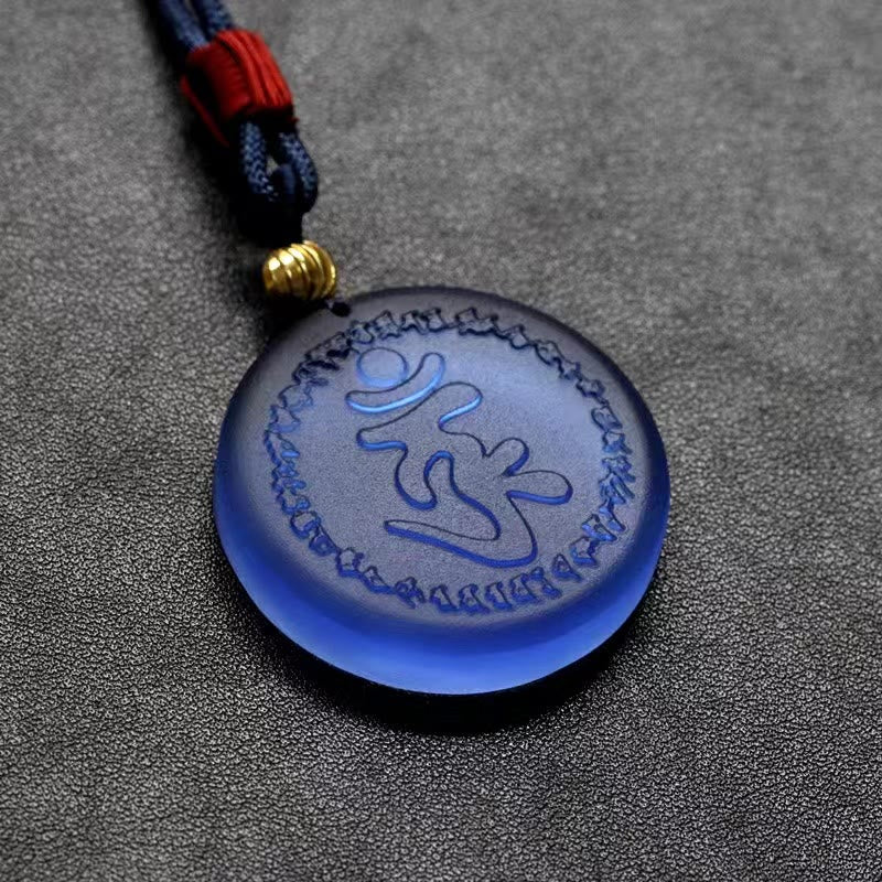 Collana con ciondolo in cristallo Liuli con mantra Shurangama Buddha Stones in Tibet