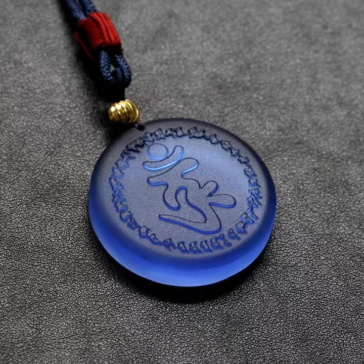 Collana con ciondolo in cristallo Liuli con mantra Shurangama Buddha Stones in Tibet