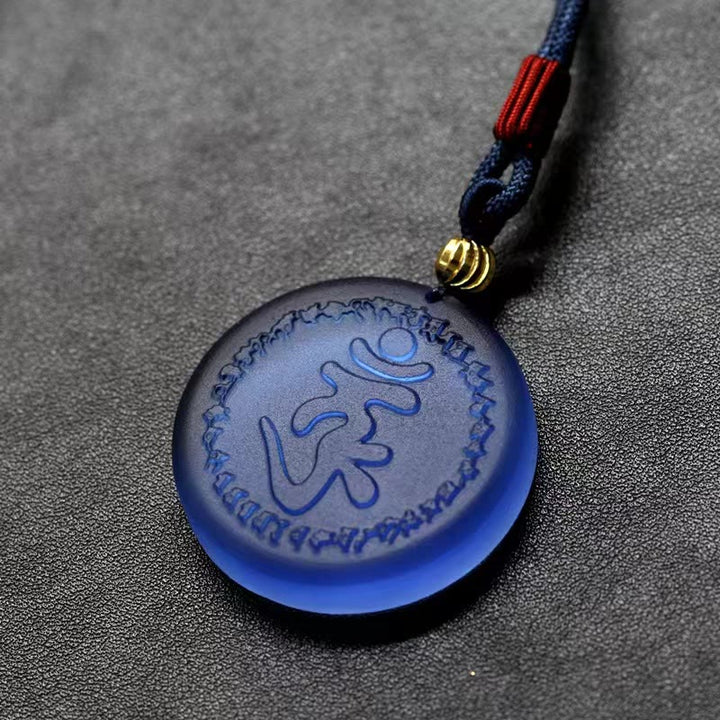 Collana con ciondolo in cristallo Liuli con mantra Shurangama Buddha Stones in Tibet