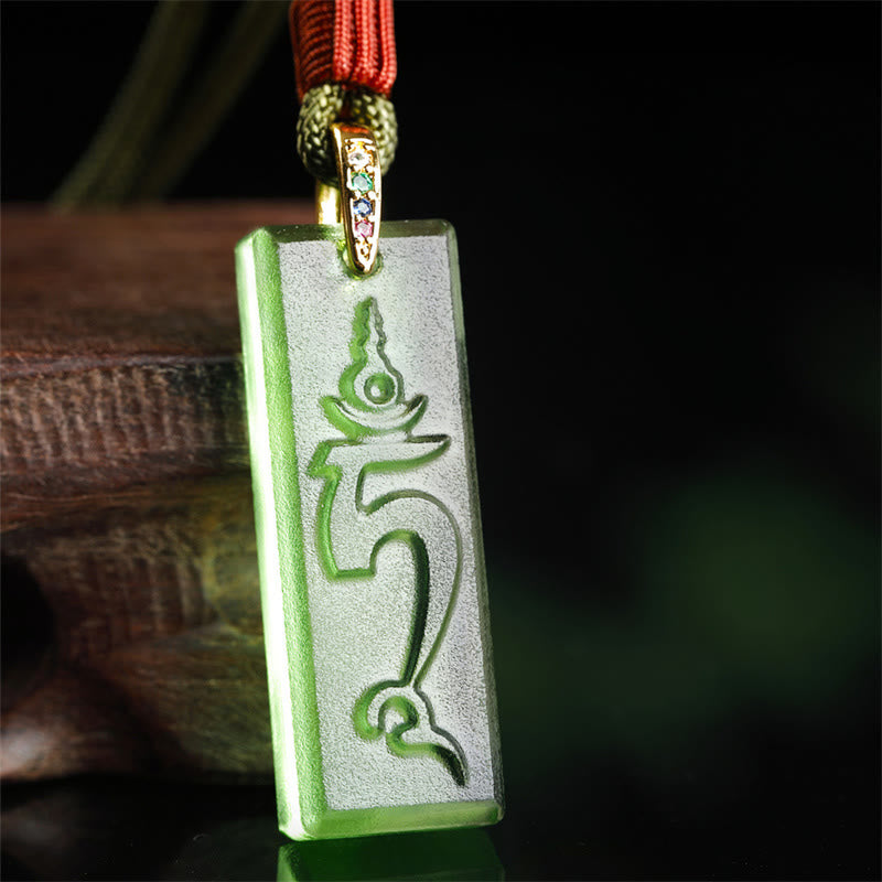 Collana con ciondolo di protezione in cristallo Liuli, modello sanscrito, Buddha della medicina , Buddha Stones Buddha tibetane di Tara verde. - Tara verde - image 1
