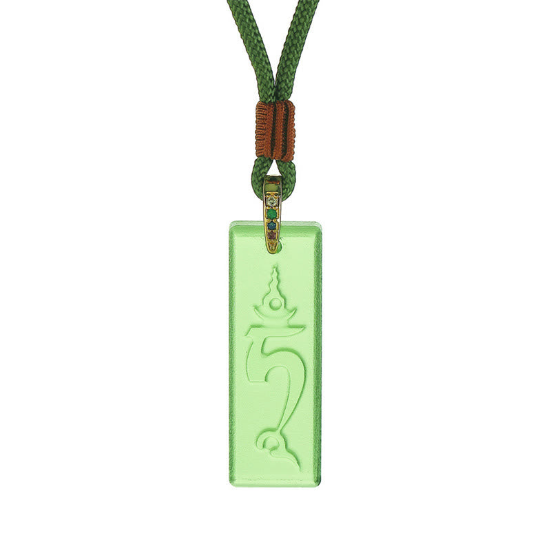 Collana con ciondolo di protezione in cristallo Liuli, modello sanscrito, Buddha della medicina , Buddha Stones Buddha tibetane di Tara verde. - image 2
