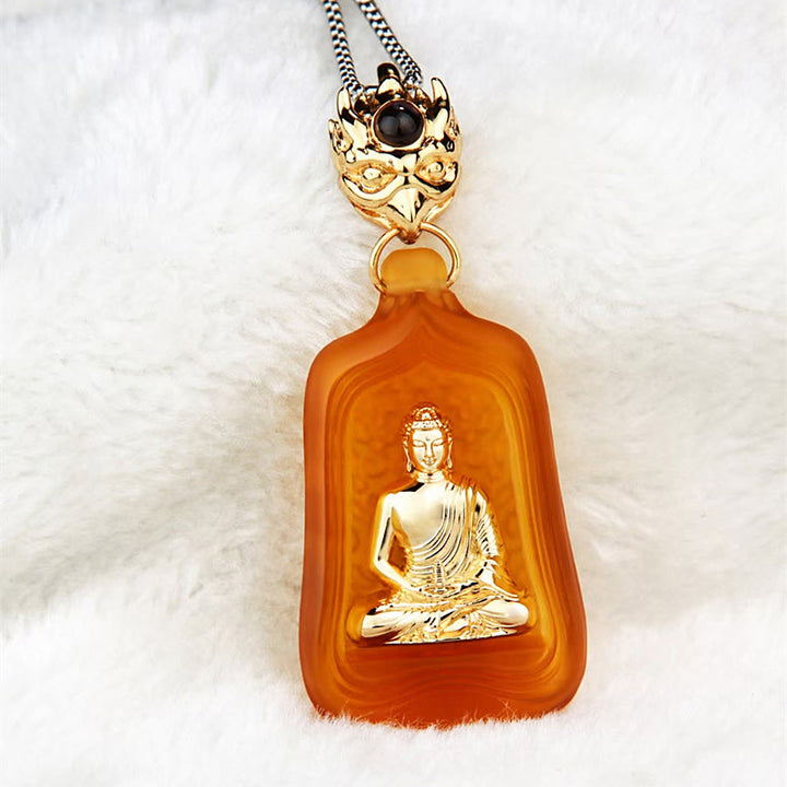 Collana con Buddha Stones della medicina tibetana, cristallo Liuli, compassione e serenità - Catena del Buddha della Medicina Giallo - image 13