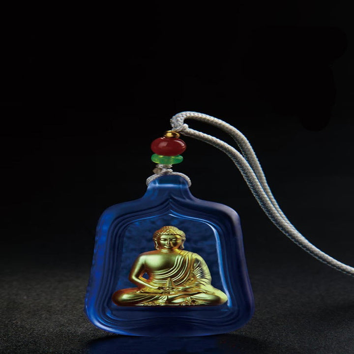 Collana con Buddha Stones della medicina tibetana, cristallo Liuli, compassione e serenità - Corda del Buddha della Medicina Blu - image 3