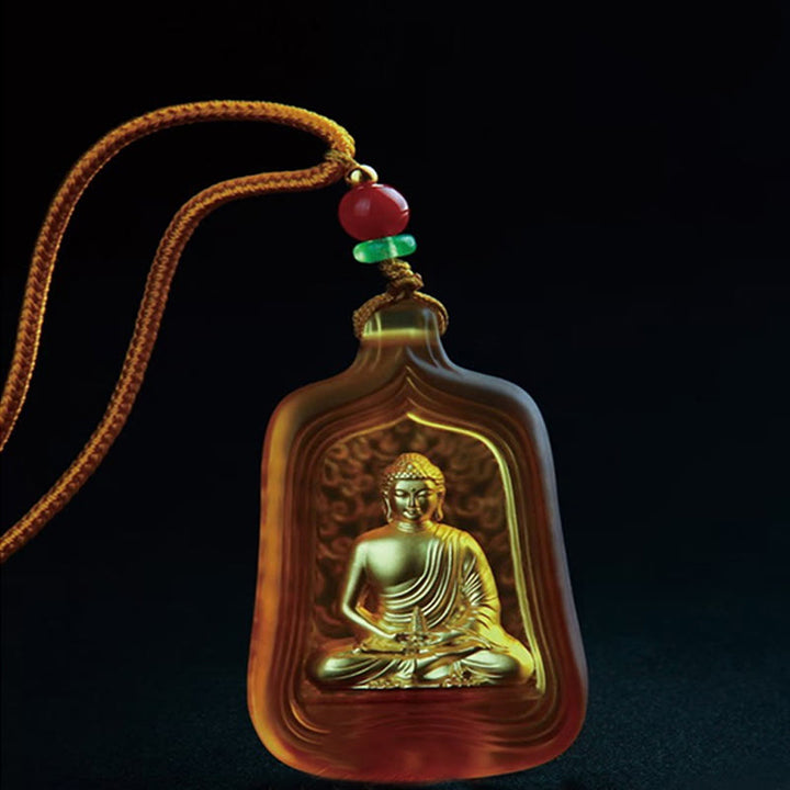 Collana con Buddha Stones della medicina tibetana, cristallo Liuli, compassione e serenità - image 11