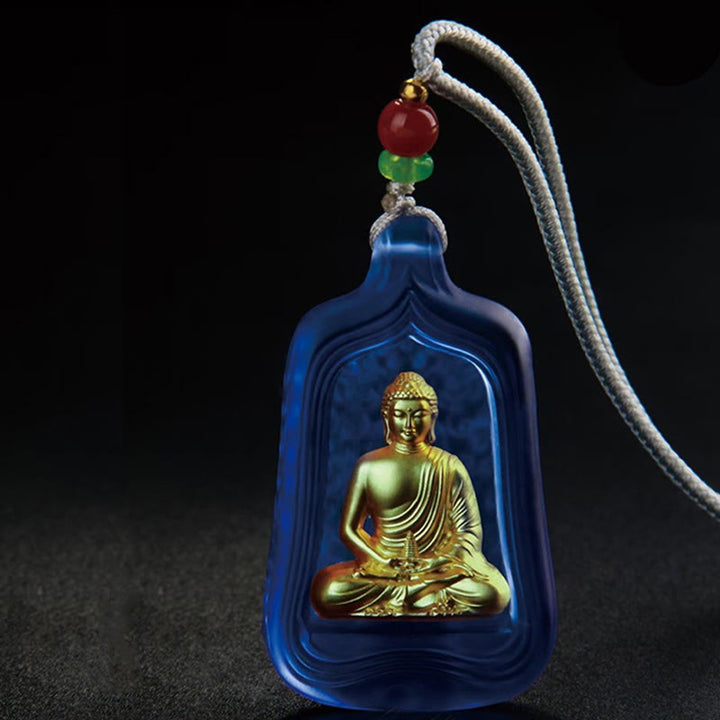 Collana con Buddha Stones della medicina tibetana, cristallo Liuli, compassione e serenità - image 4